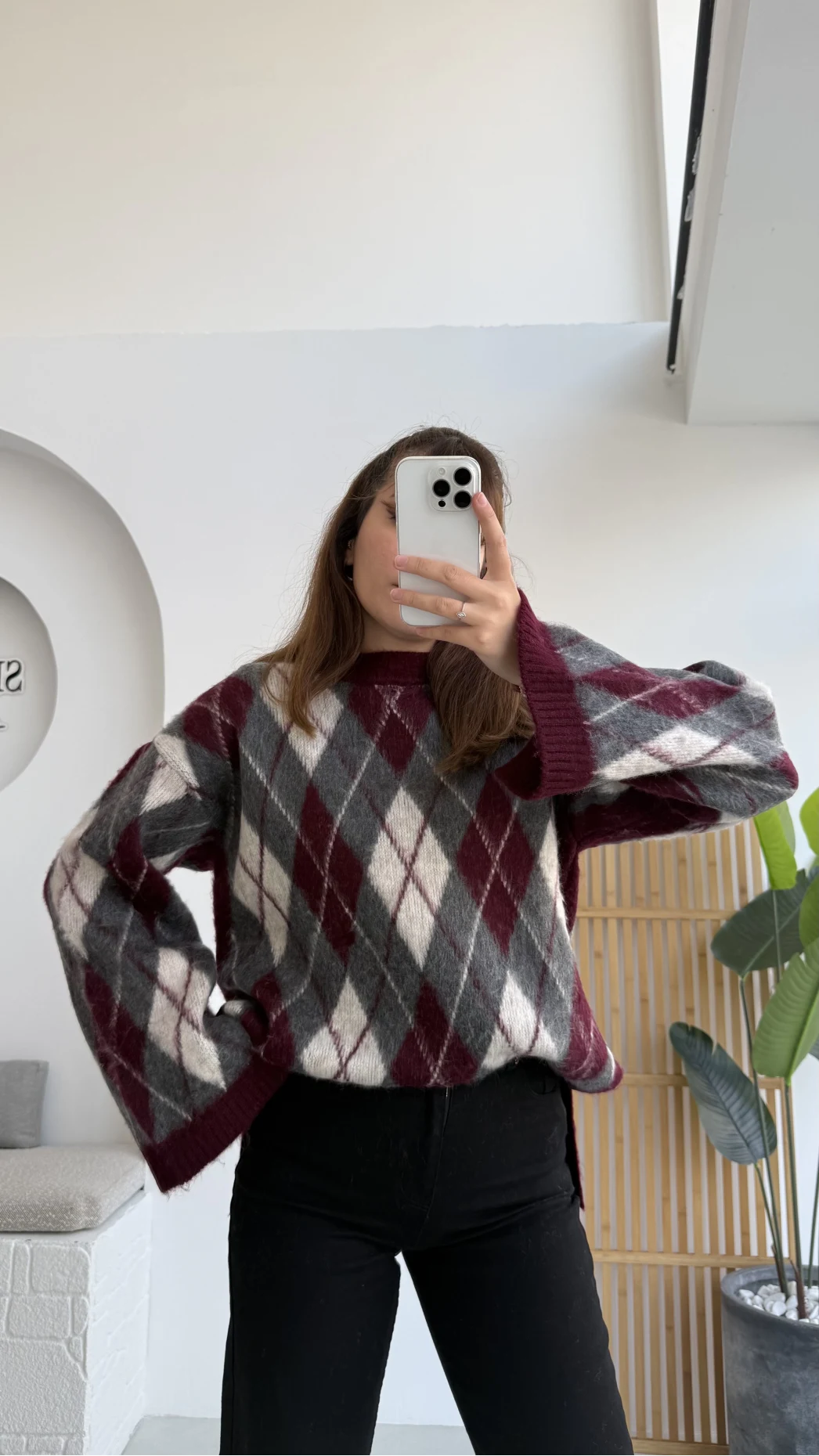 Şardon Baklavalı Kazak - Bordo - Kod: 04603