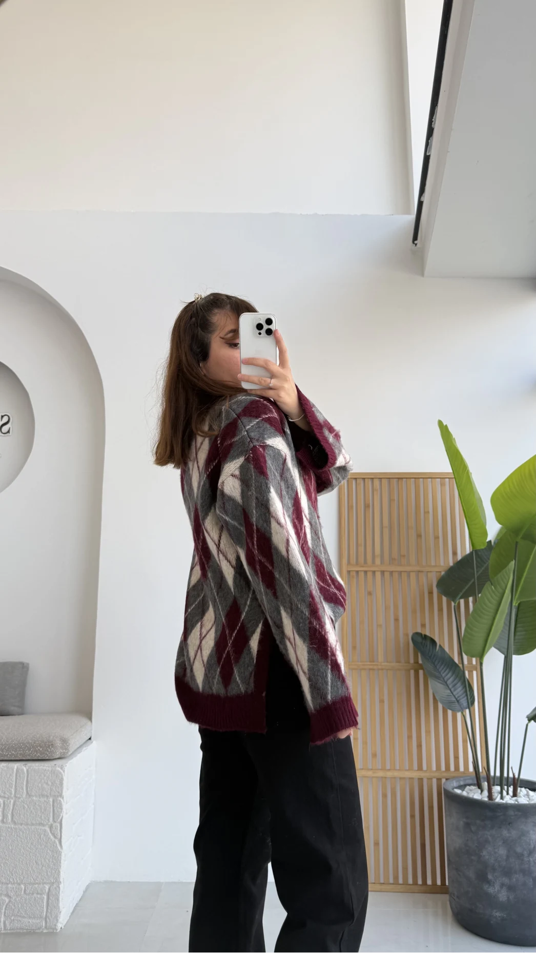 Şardon Baklavalı Kazak - Bordo - Kod: 04603