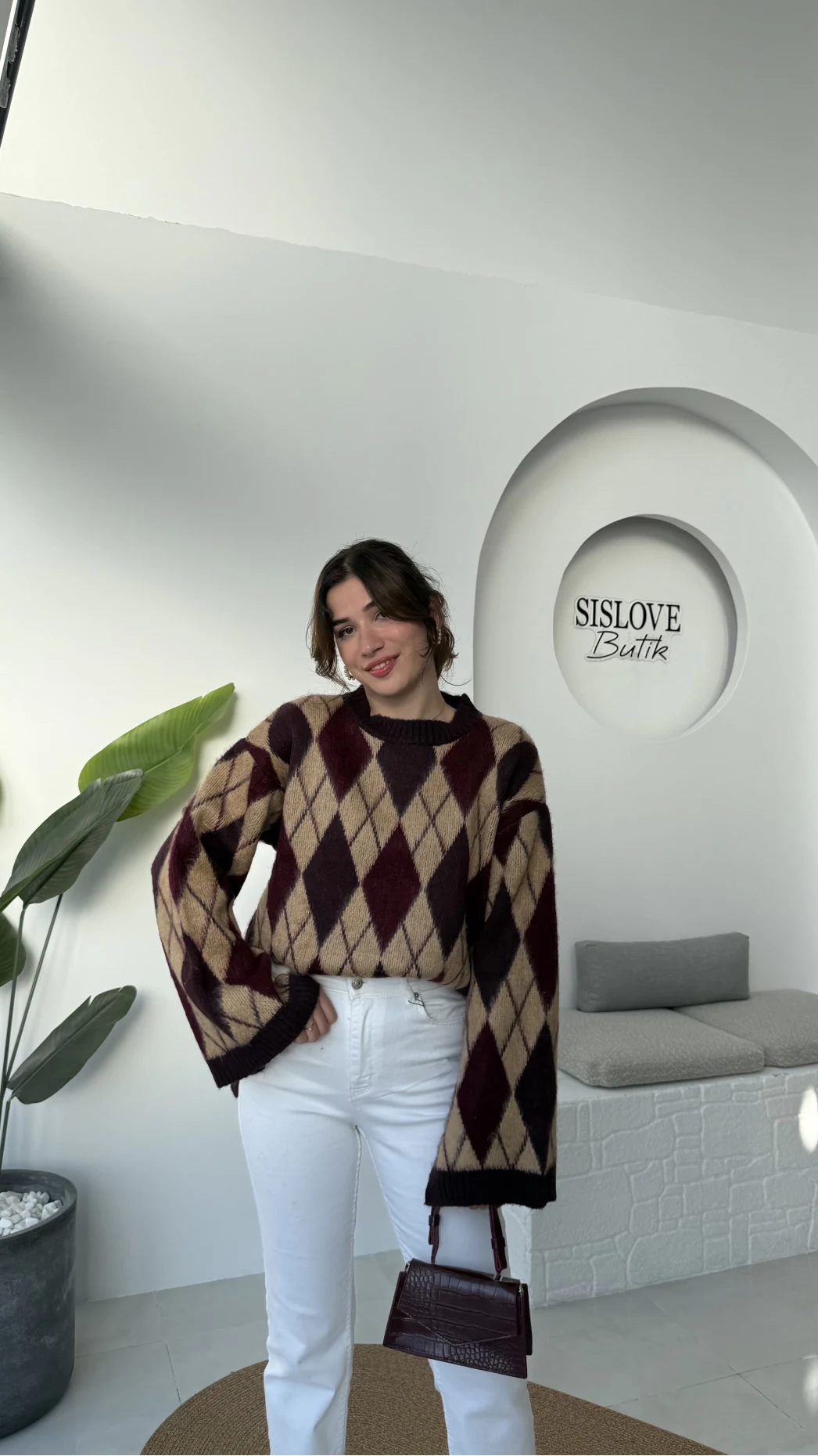 Şardon Baklavalı Kazak - Mürdüm - Kod: 04603