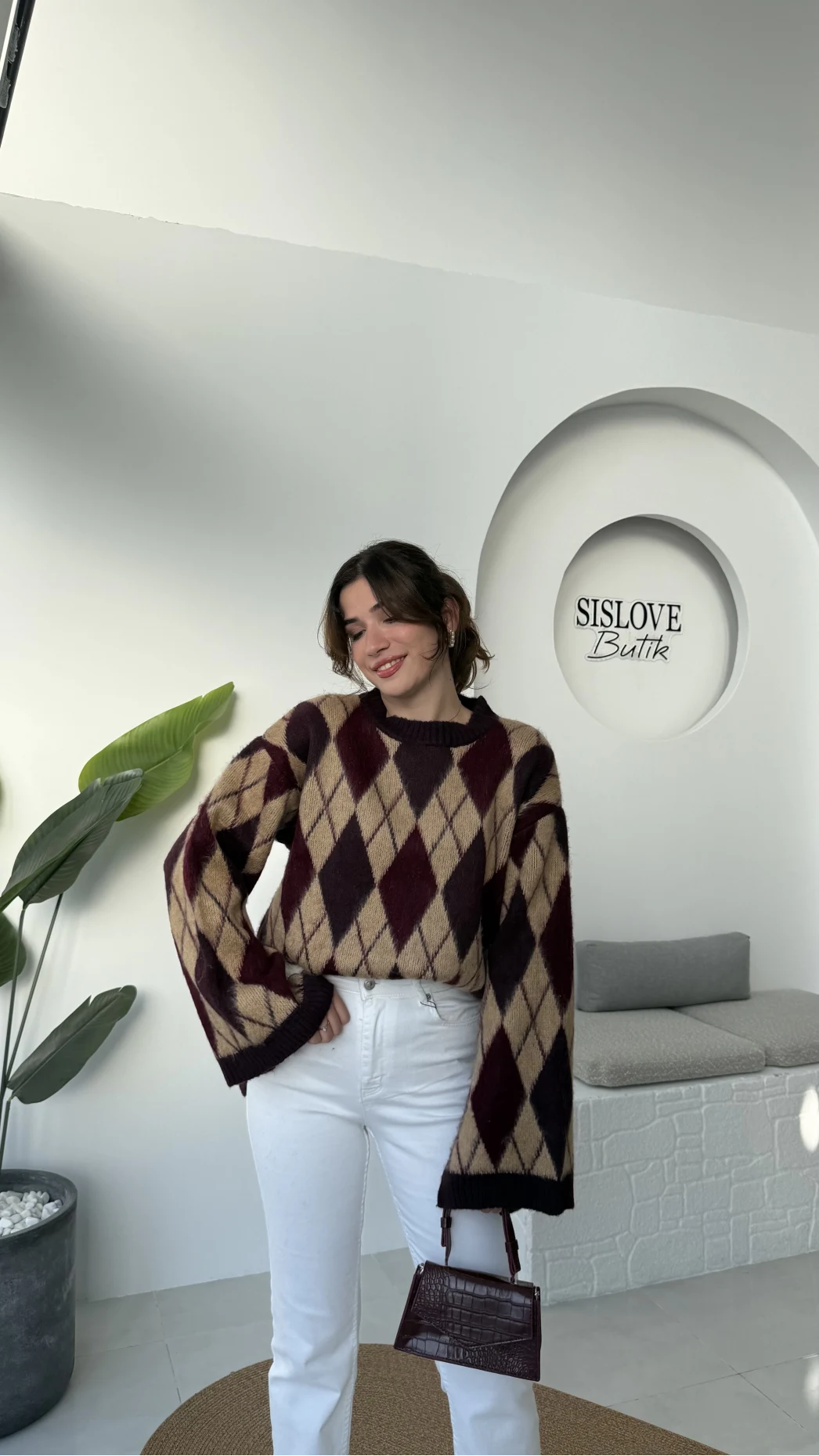 Şardon Baklavalı Kazak - Mürdüm - Kod: 04603