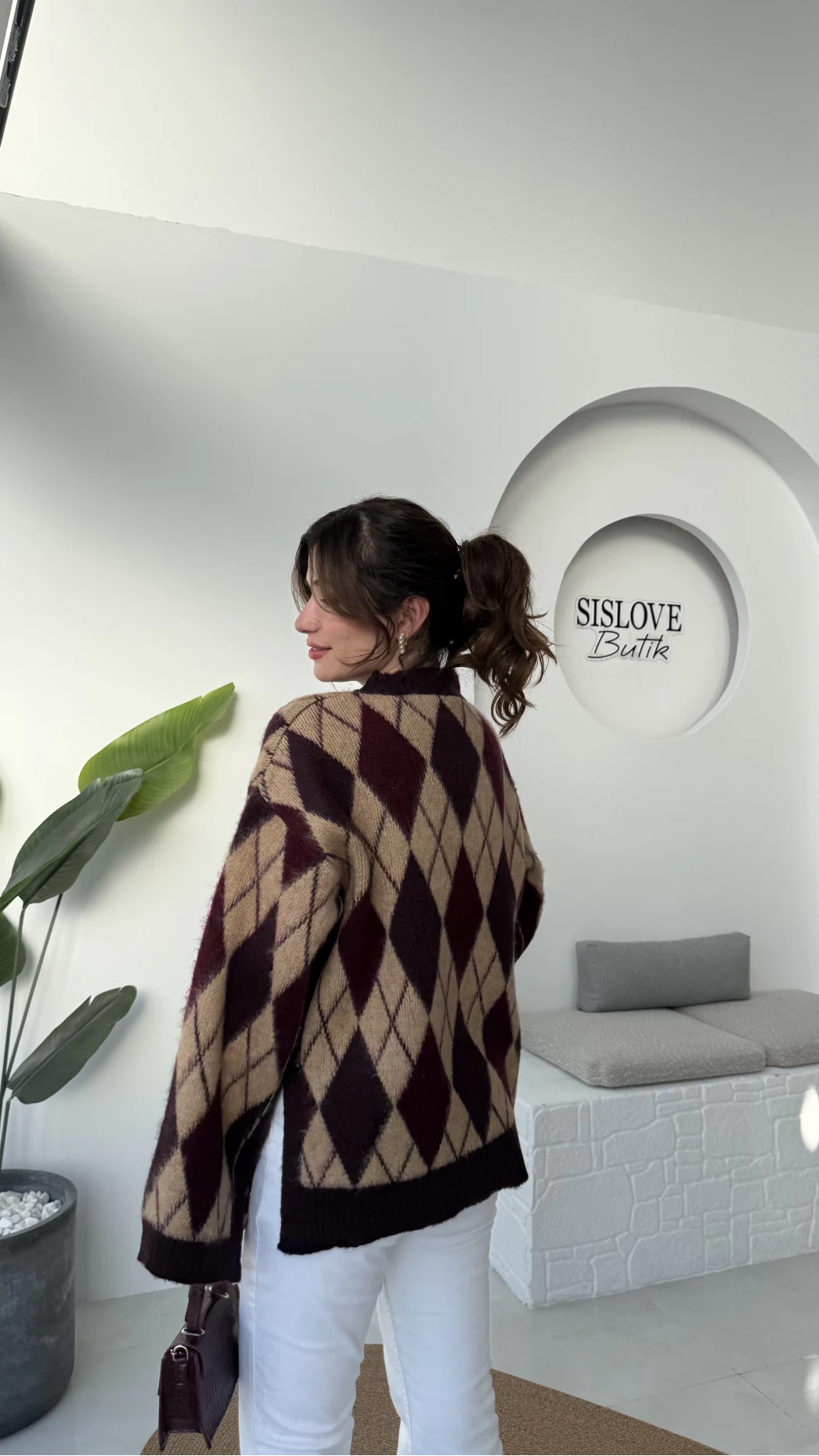 Şardon Baklavalı Kazak - Mürdüm - Kod: 04603