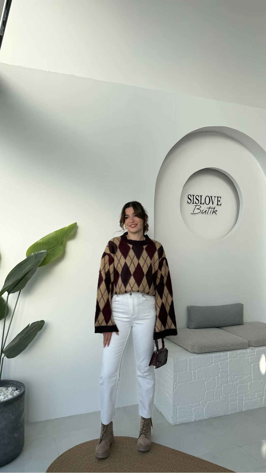 Şardon Baklavalı Kazak - Mürdüm - Kod: 04603