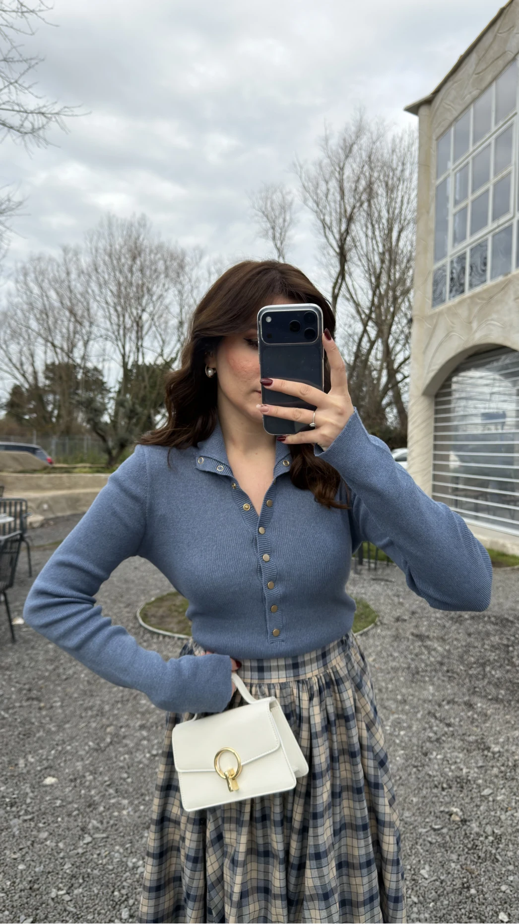 Sasha Dik Yaka Düğmeli Triko Kazak - İndigo