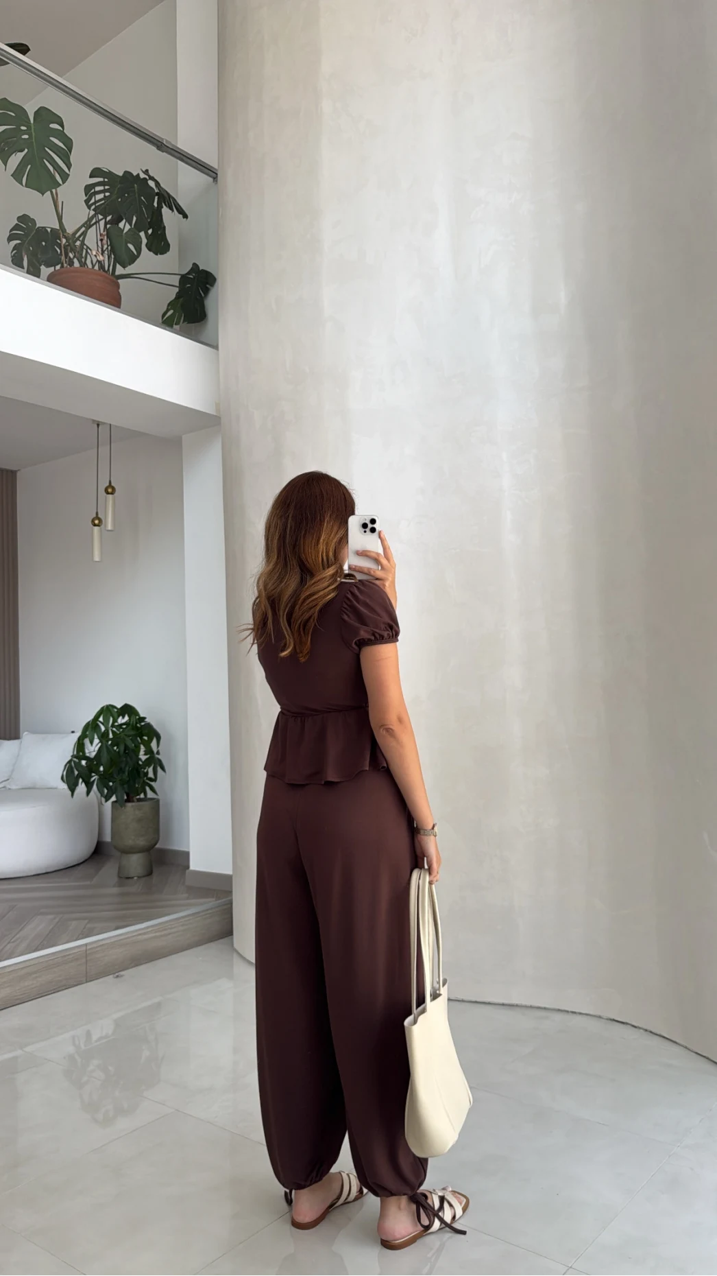 Saskia Modal Bluz Pantolon Takım - Kahverengi - Kod: 4165