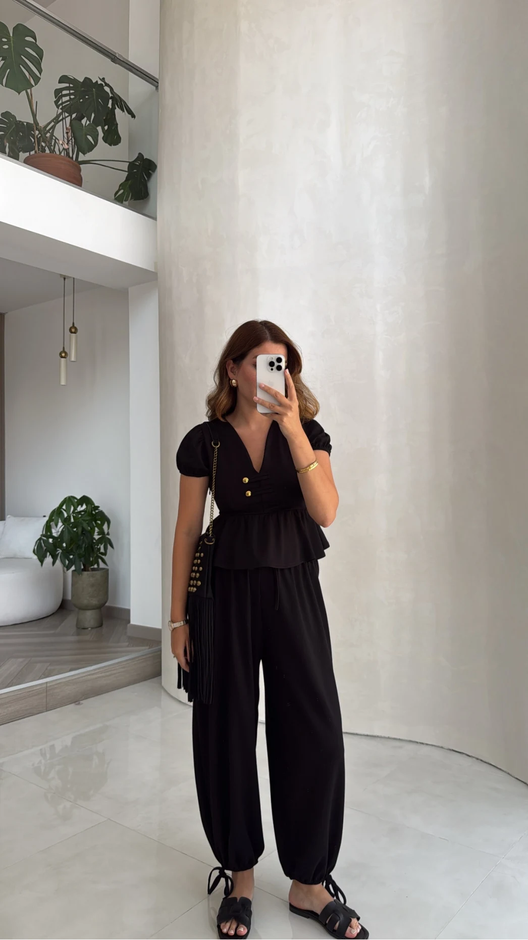 Saskia Modal Bluz Pantolon Takım - Siyah - Kod: 4165