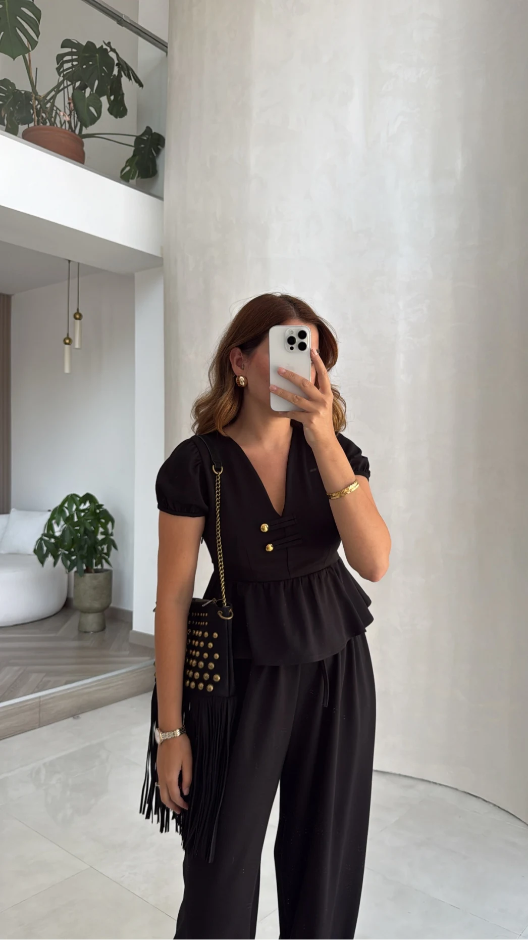 Saskia Modal Bluz Pantolon Takım - Siyah - Kod: 4165
