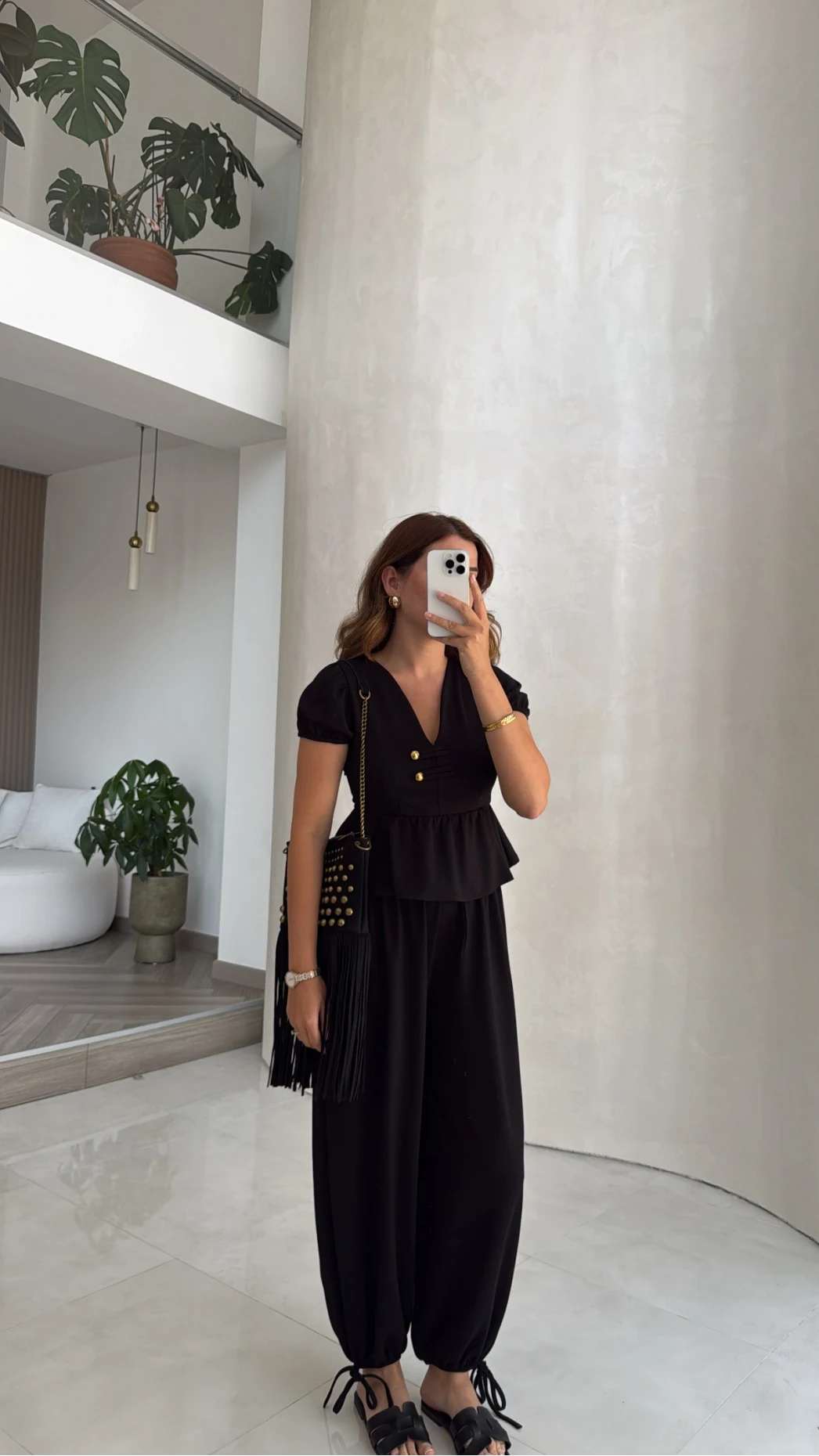 Saskia Modal Bluz Pantolon Takım - Siyah - Kod: 4165