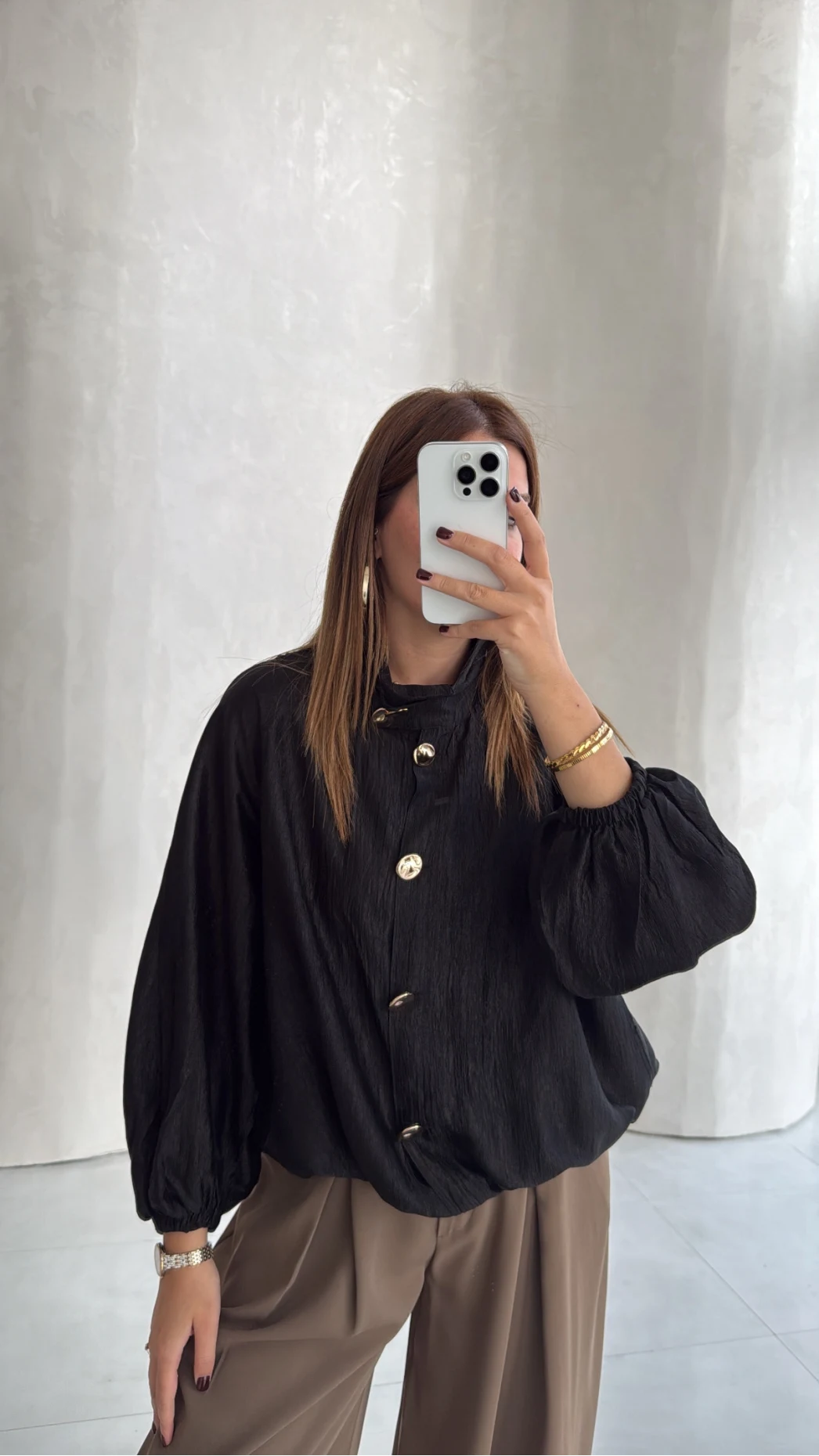 Saten Bomber İnce Ceket - Siyah - Kod: 9775
