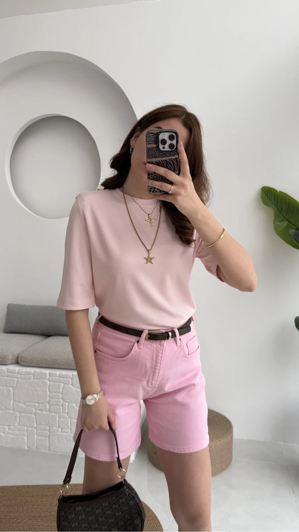 Şehir Boy Kot Şort Pembe