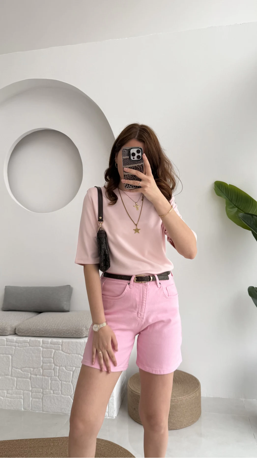 Şehir Boy Kot Şort Pembe