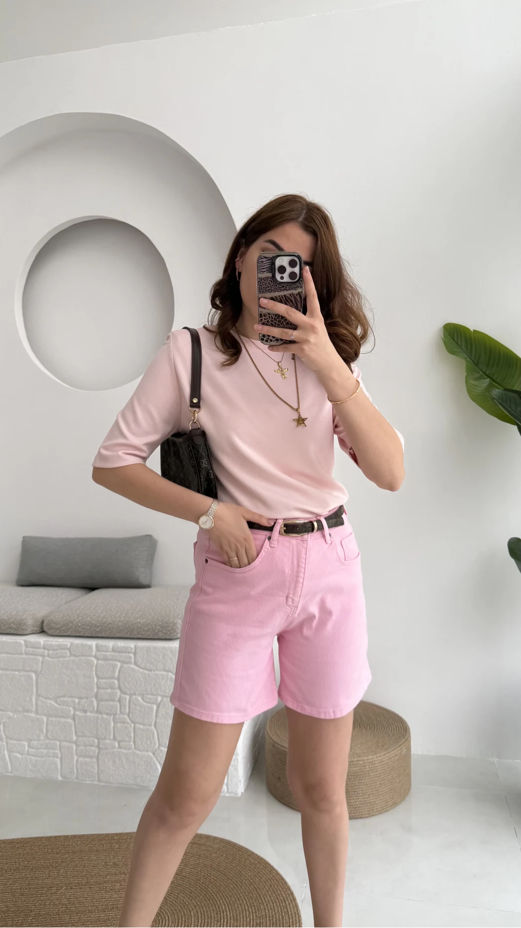 Şehir Boy Kot Şort Pembe