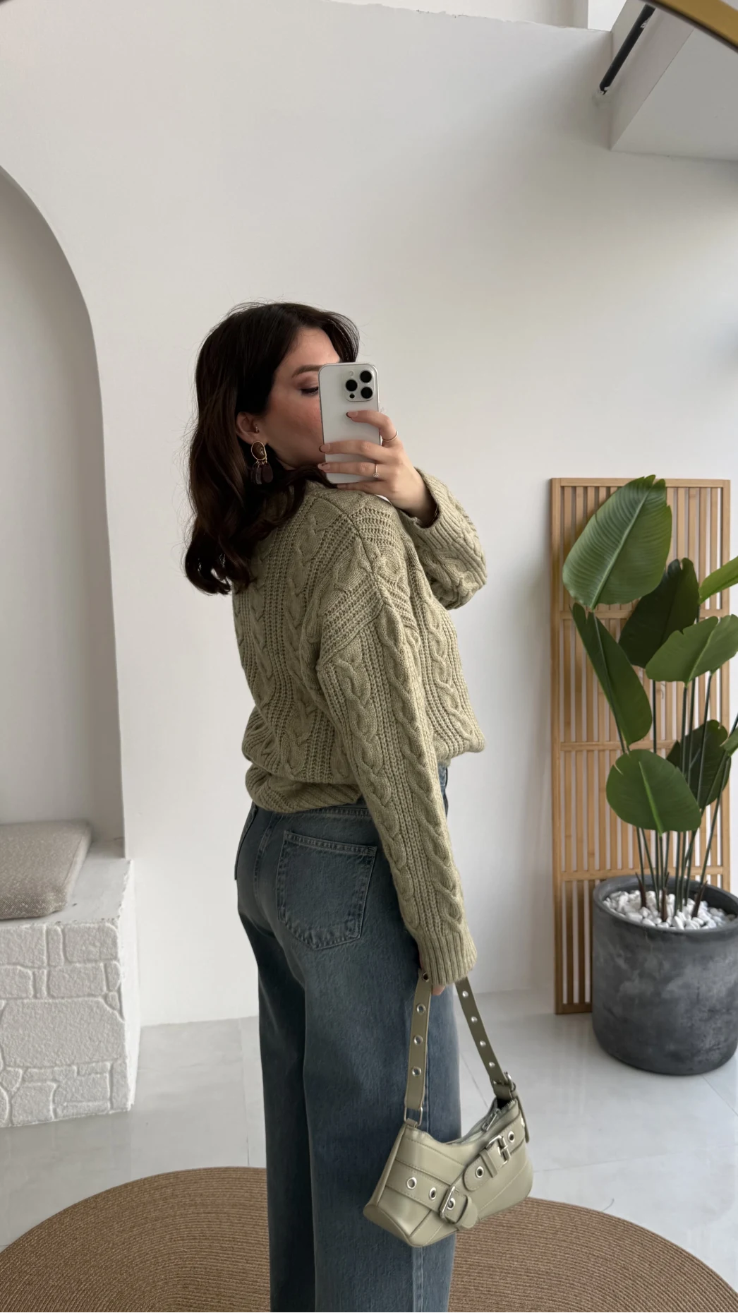 Selani Bisiklet Yaka Örgü Kazak - Çağla Yeşili - Kod: 4519