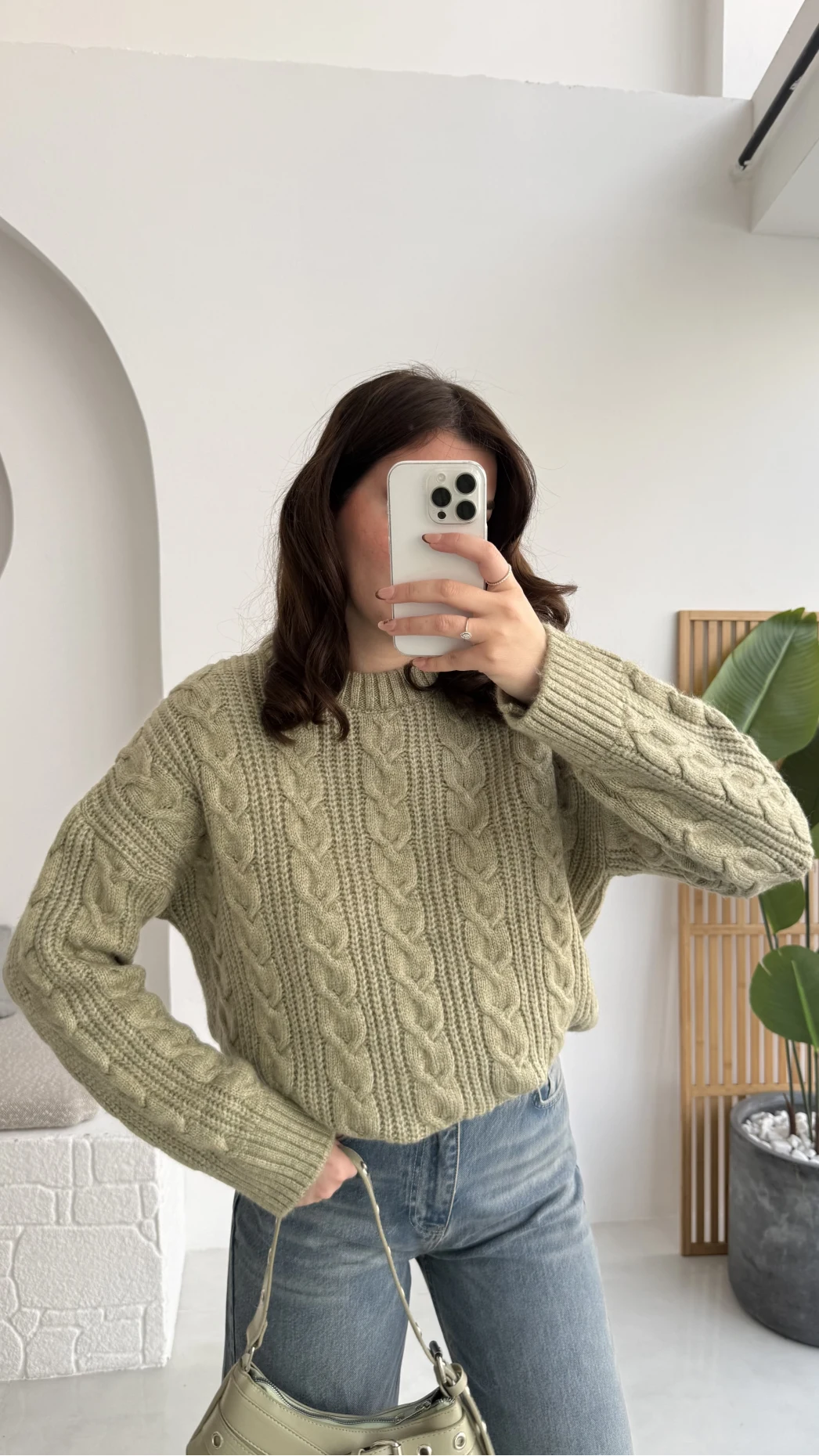 Selani Bisiklet Yaka Örgü Kazak - Çağla Yeşili - Kod: 4519