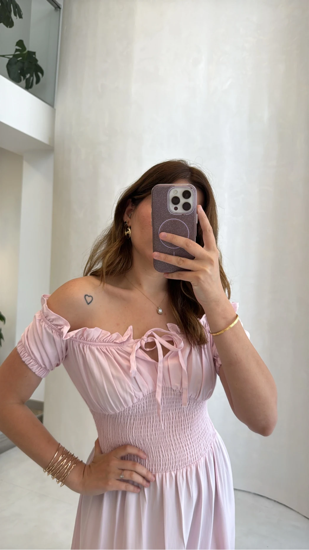 Selene Beli Gipeli Tensel Elbise - Pembe - Kod: 4235