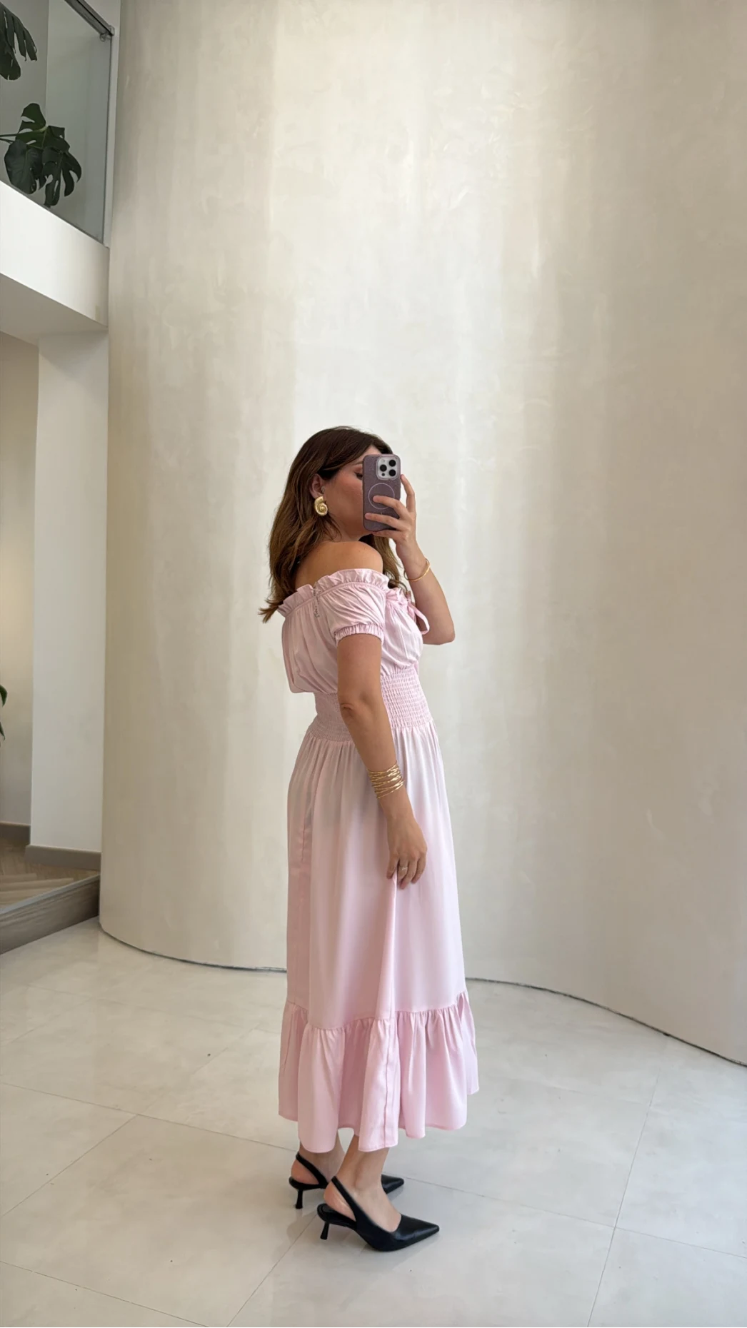Selene Beli Gipeli Tensel Elbise - Pembe - Kod: 4235