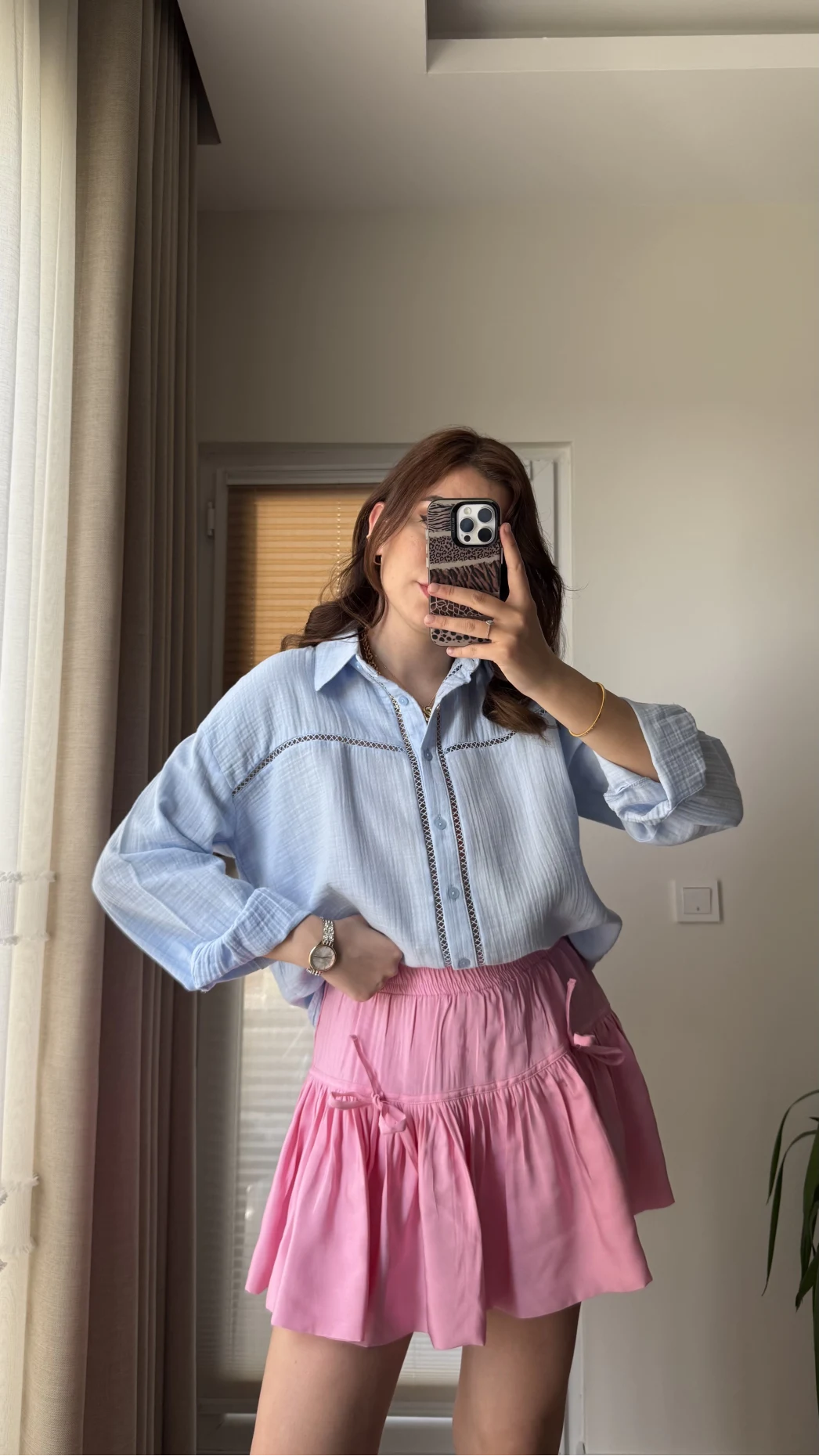 Şerit Detay Bebe Mavisi Gömlek - 2044