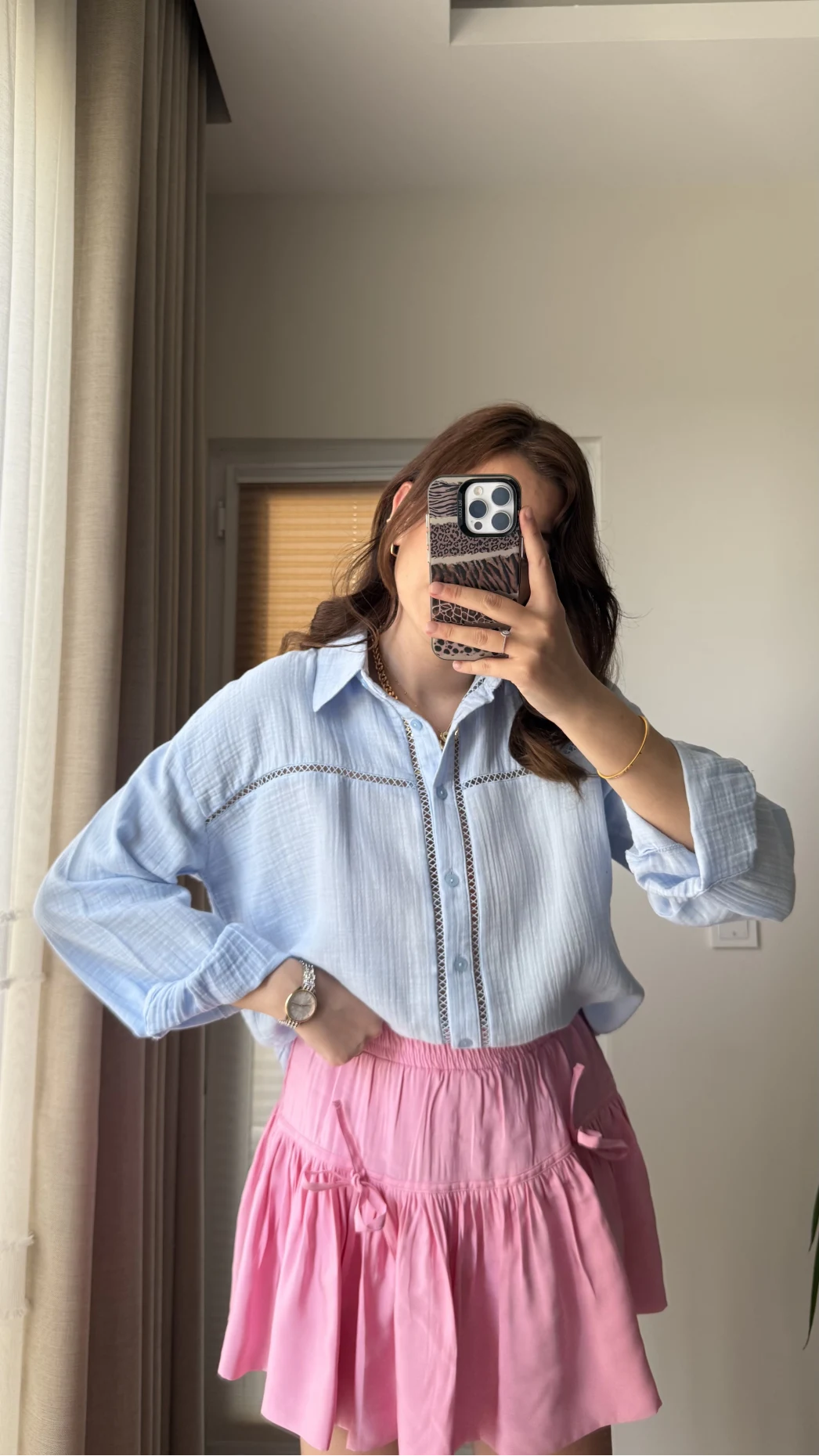 Şerit Detay Bebe Mavisi Gömlek - 2044