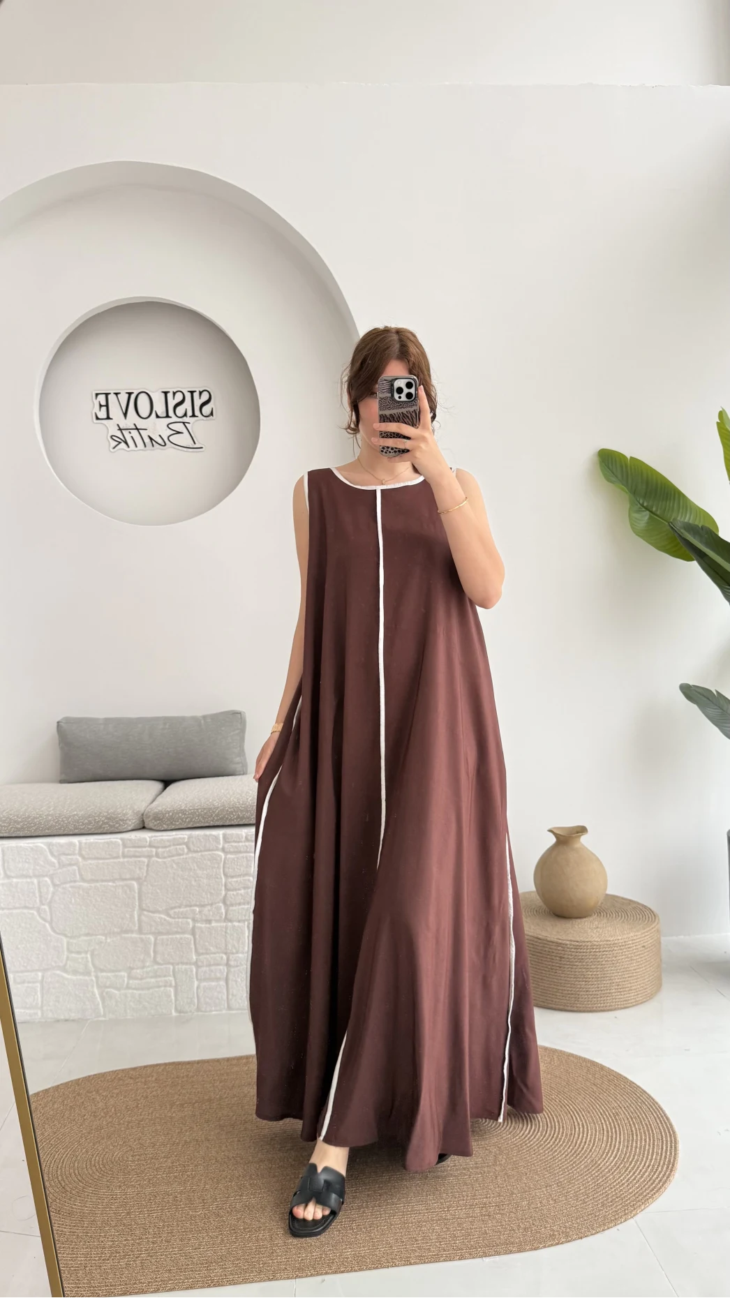 Şerit Detay Elbise Bordo