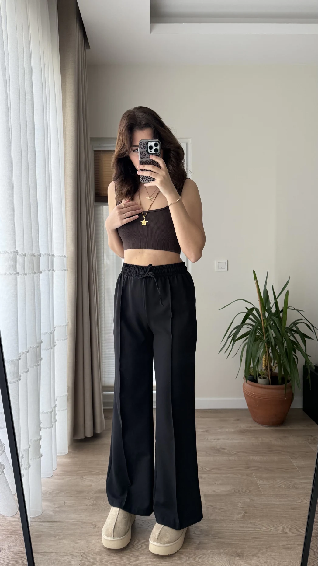 Şeritli Eşofman Pantolon Altı Siyah