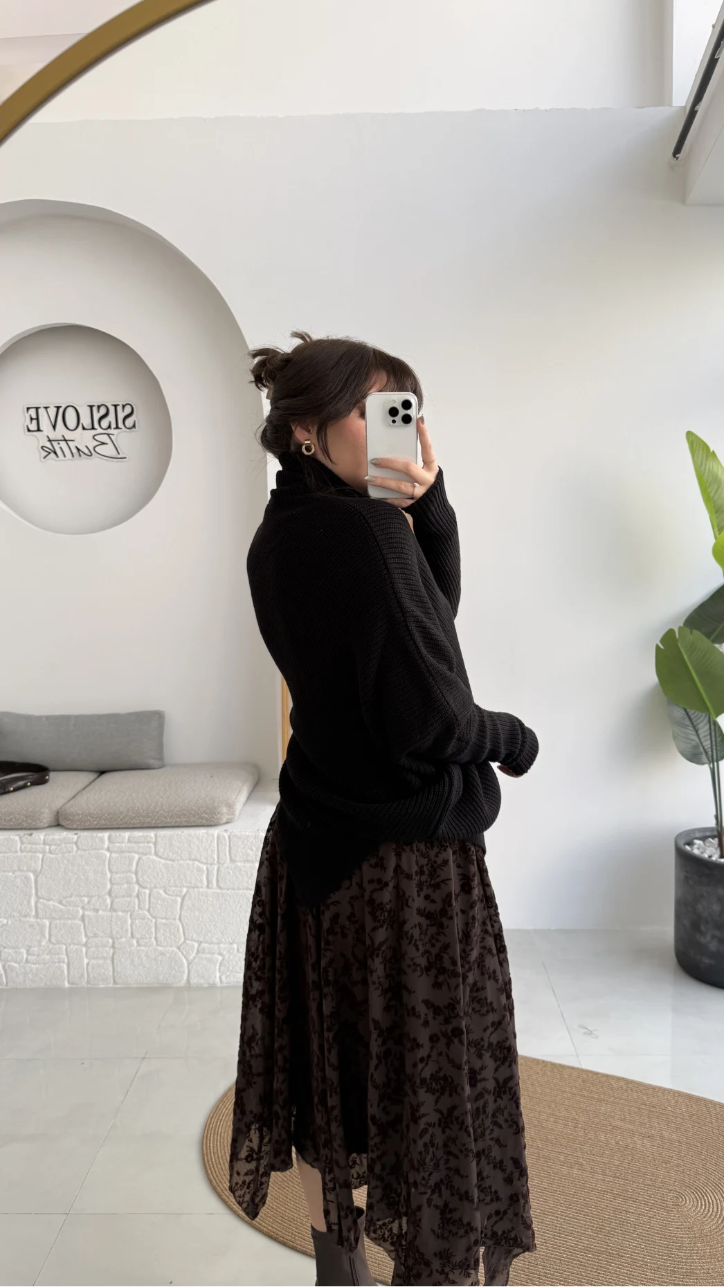 Shirley Asimetrik Kesim Boğazlı Triko Panço - Siyah