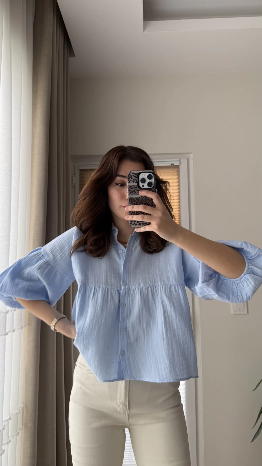 Siana Müslin Kumaş Bebe Mavisi Gömlek 2031