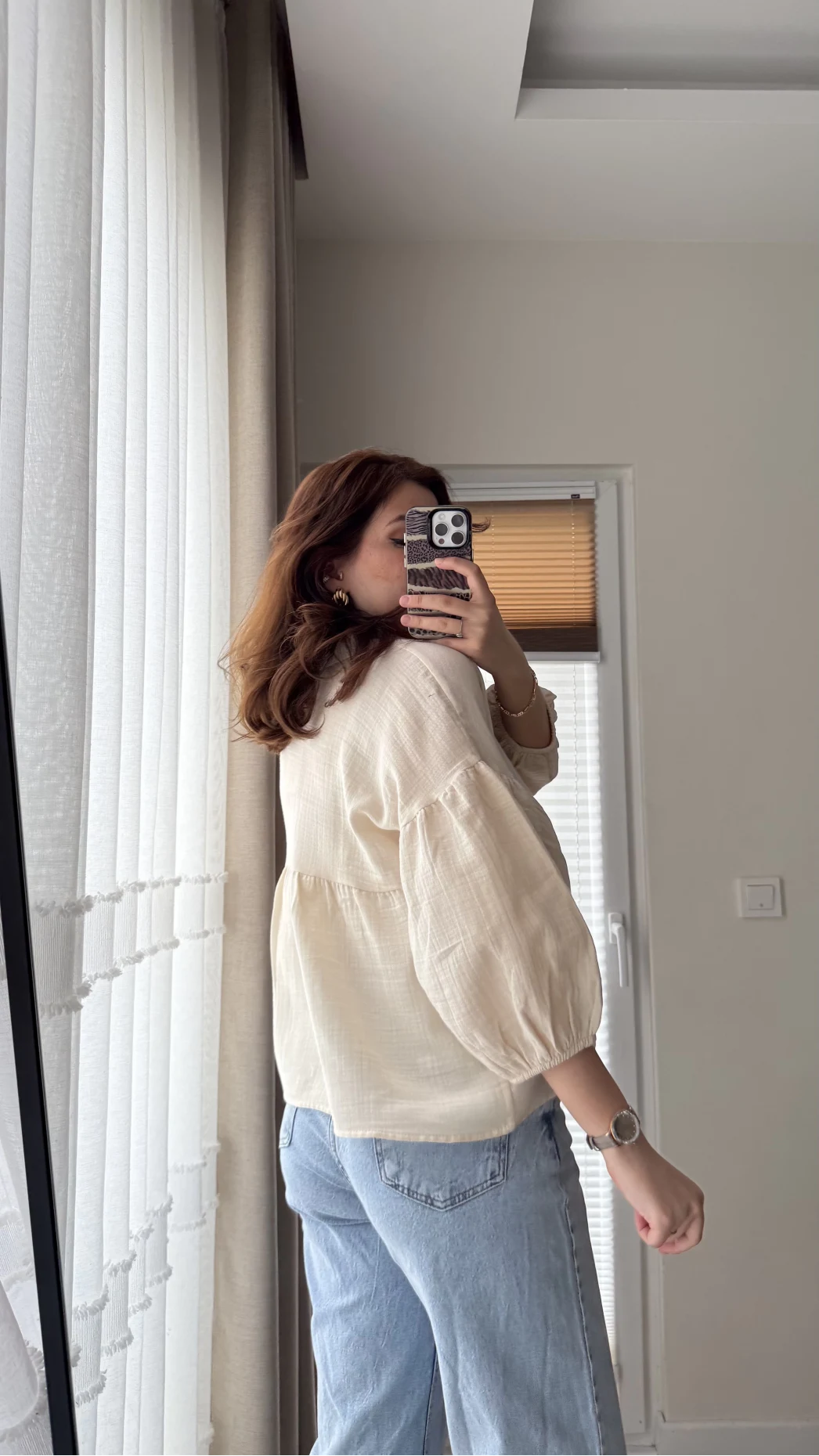 Siana Müslin Kumaş Krem Gömlek