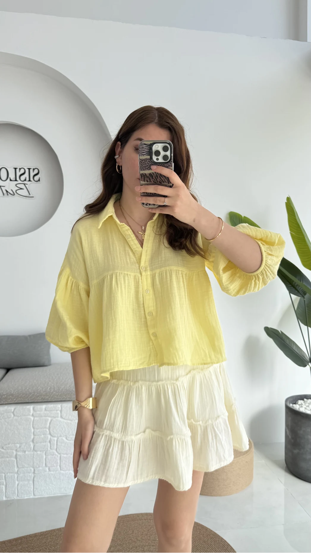 Siana Müslin Kumaş Sarı Gömlek