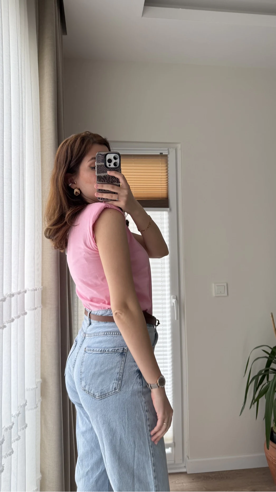 Sıfır Kol Vatkalı T-Shirt Pembe