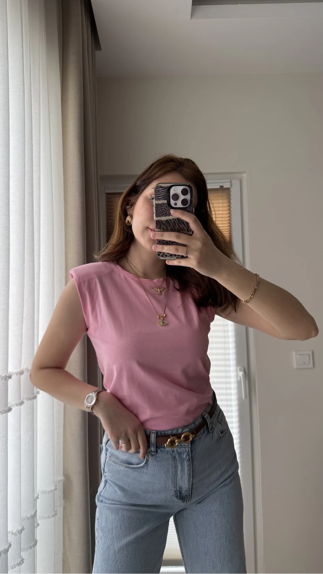 Sıfır Kol Vatkalı T-Shirt Pembe