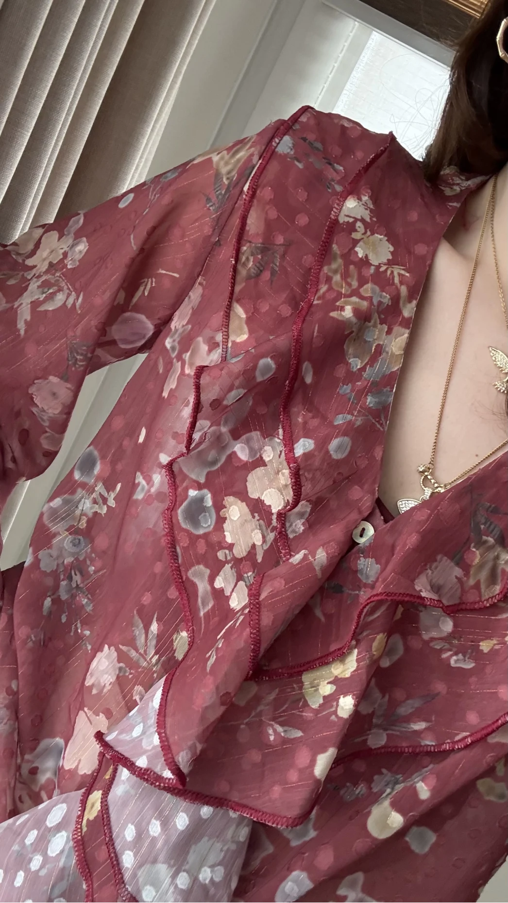 Şifon Fırfır Detay Bluz Kiremit