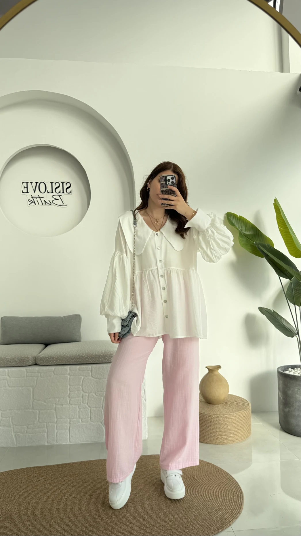 Bebe Yaka Şifon Gömlek - 252 -2017 - Beyaz