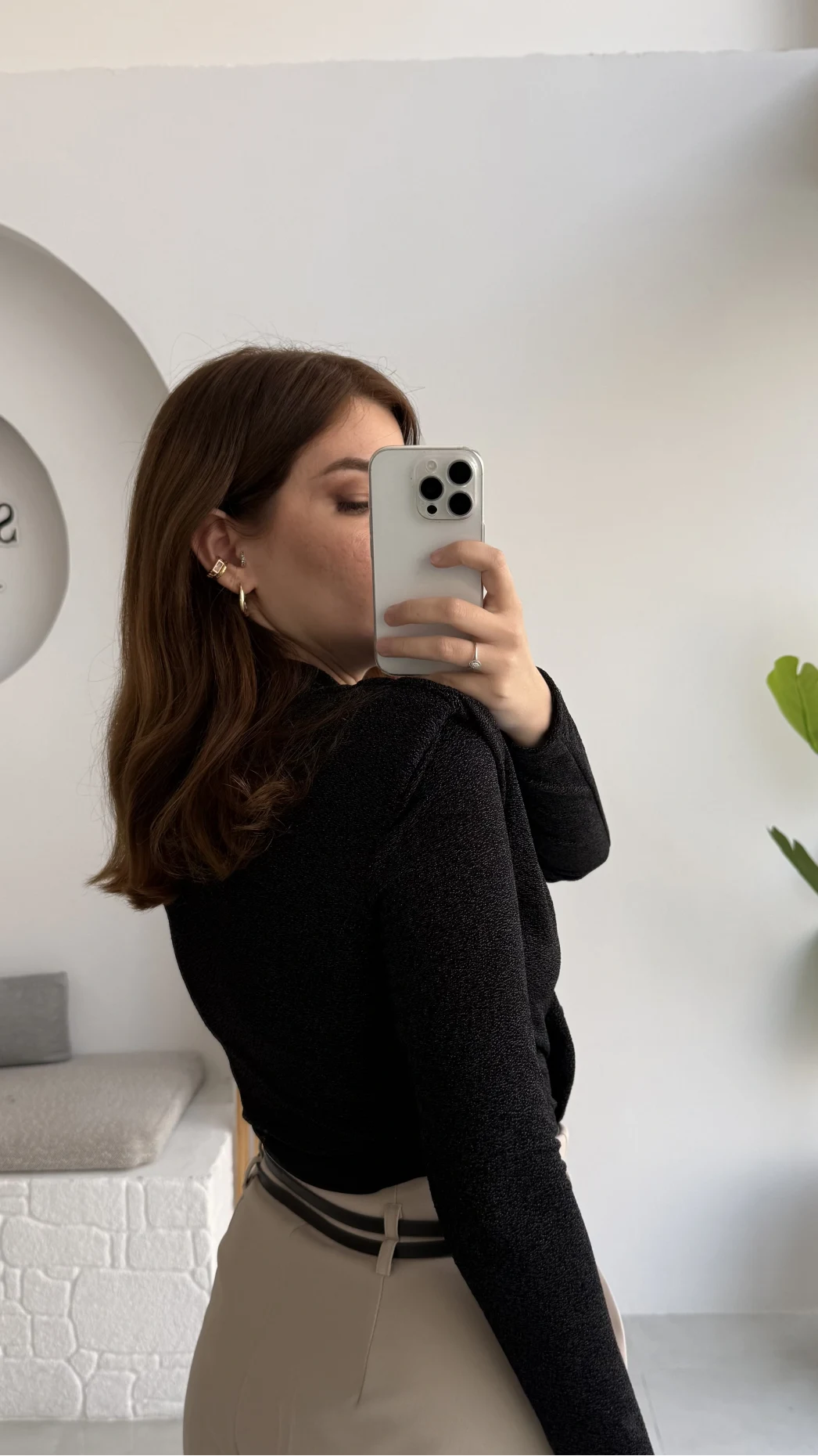 Simli Vatkalı Uzun Kol Zıbın Bluz - Siyah