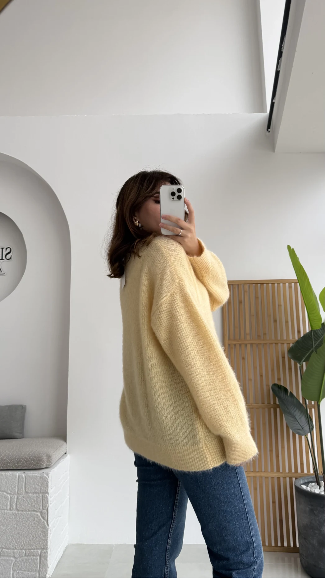 Simli Yün Kazak - Açık Sarı