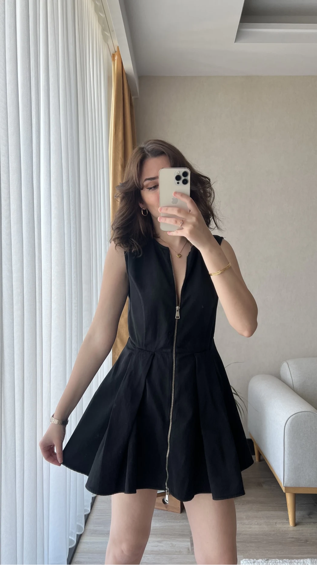 Siyah Fermuarlı Elbise