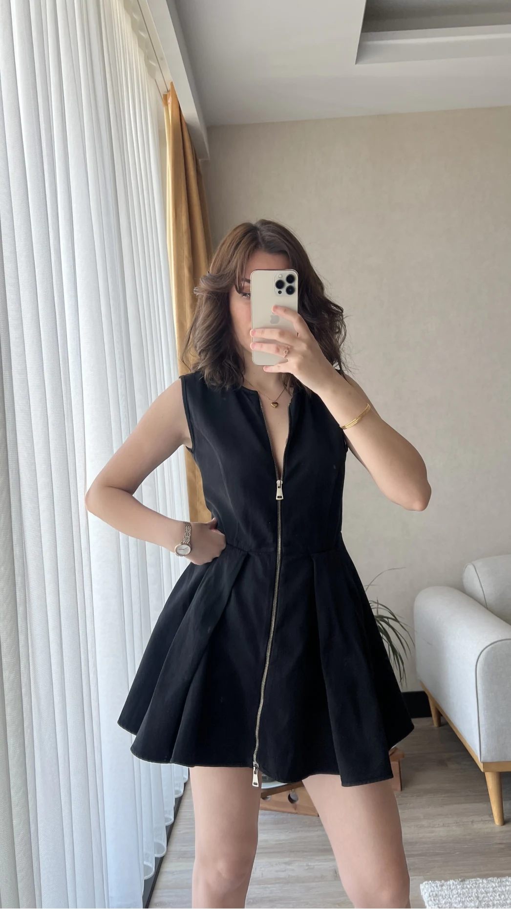 Siyah Fermuarlı Elbise