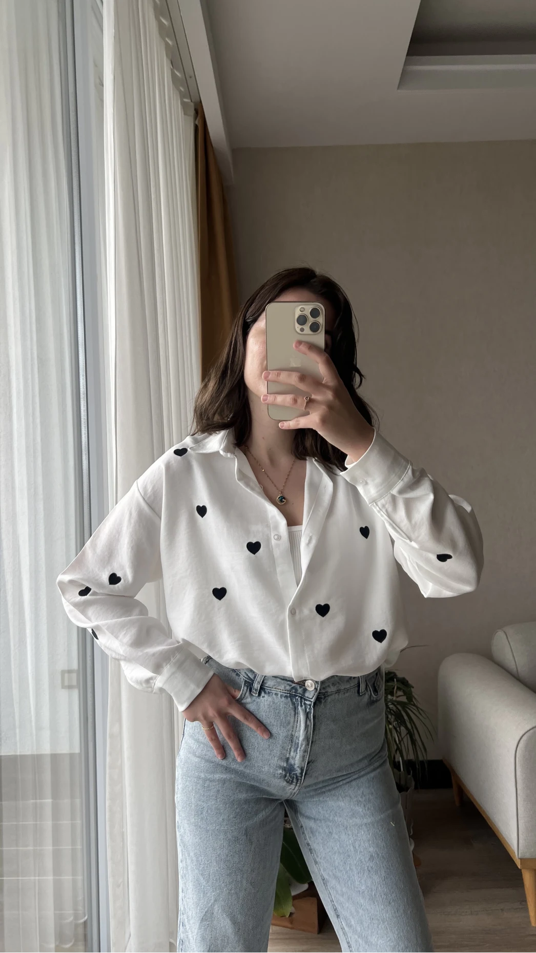 Siyah Kalpli Keten Gömlek