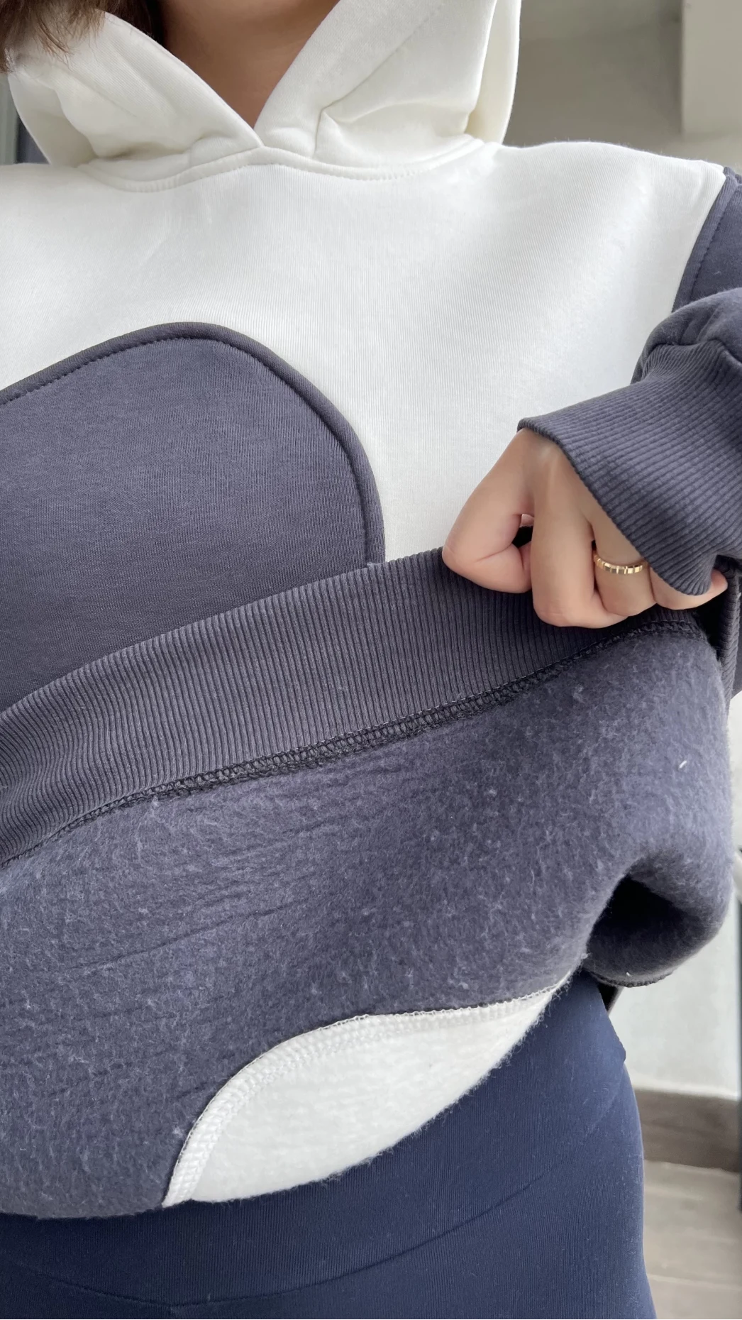 Sky Beyaz-Antrasit 3 İplik Polarlı Sweat