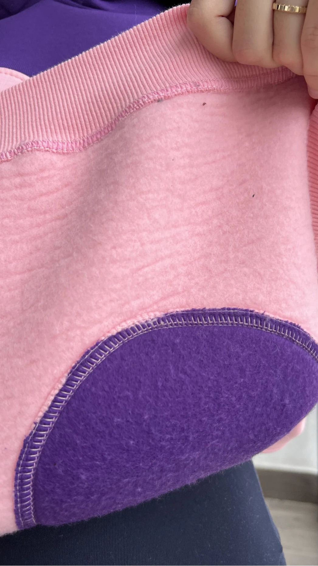 Sky Pembe-Mor 3 İplik Polarlı Sweat