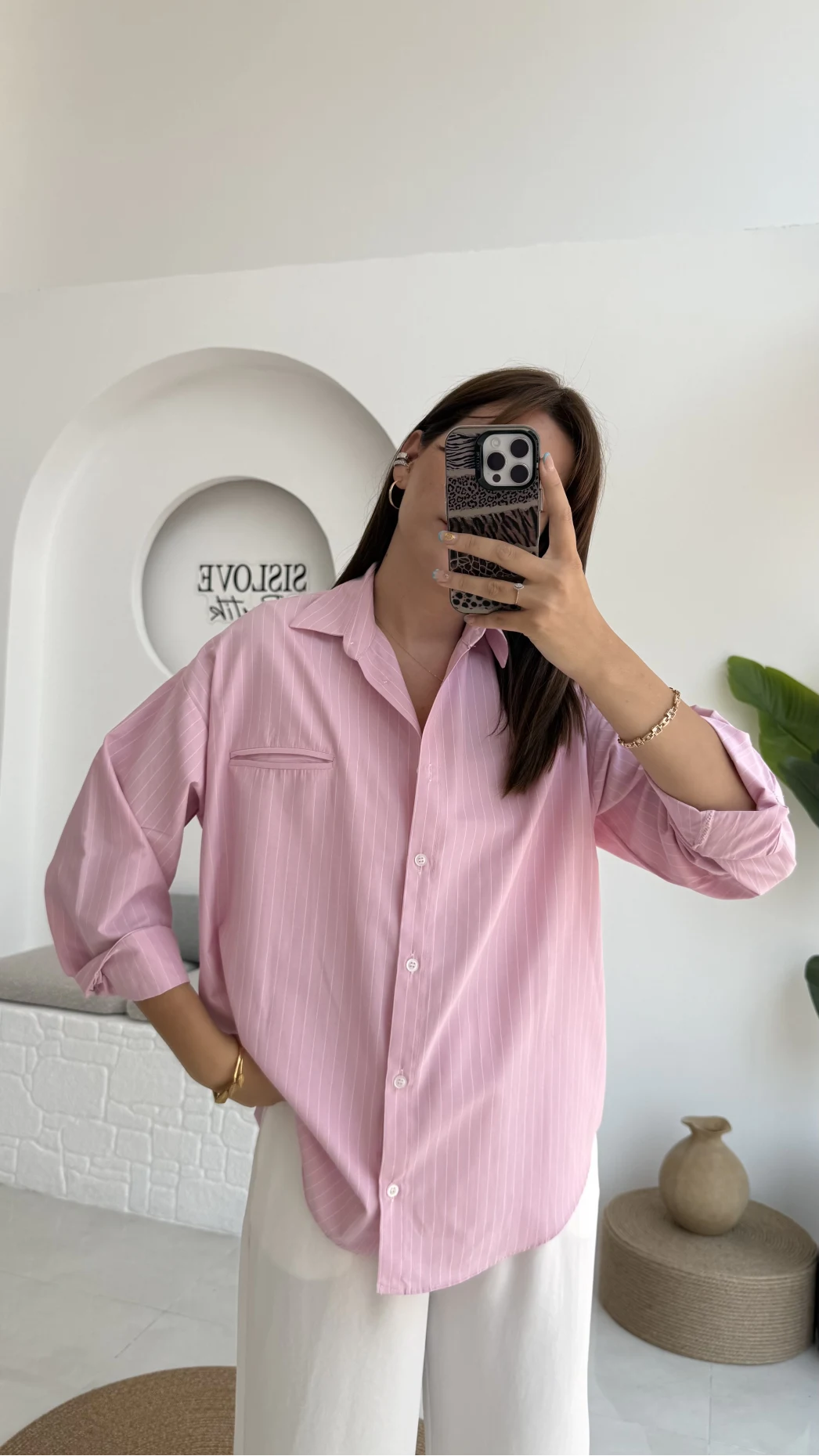 Snw Çizgili Gömlek Pembe