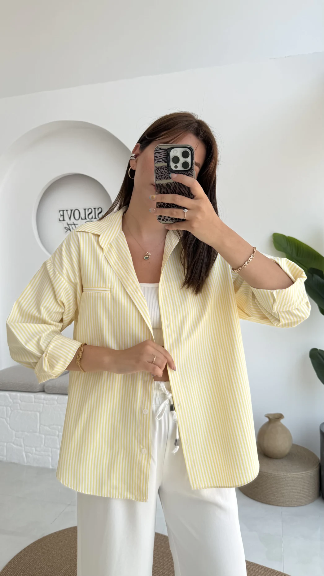 Snw Çizgili Gömlek Sarı