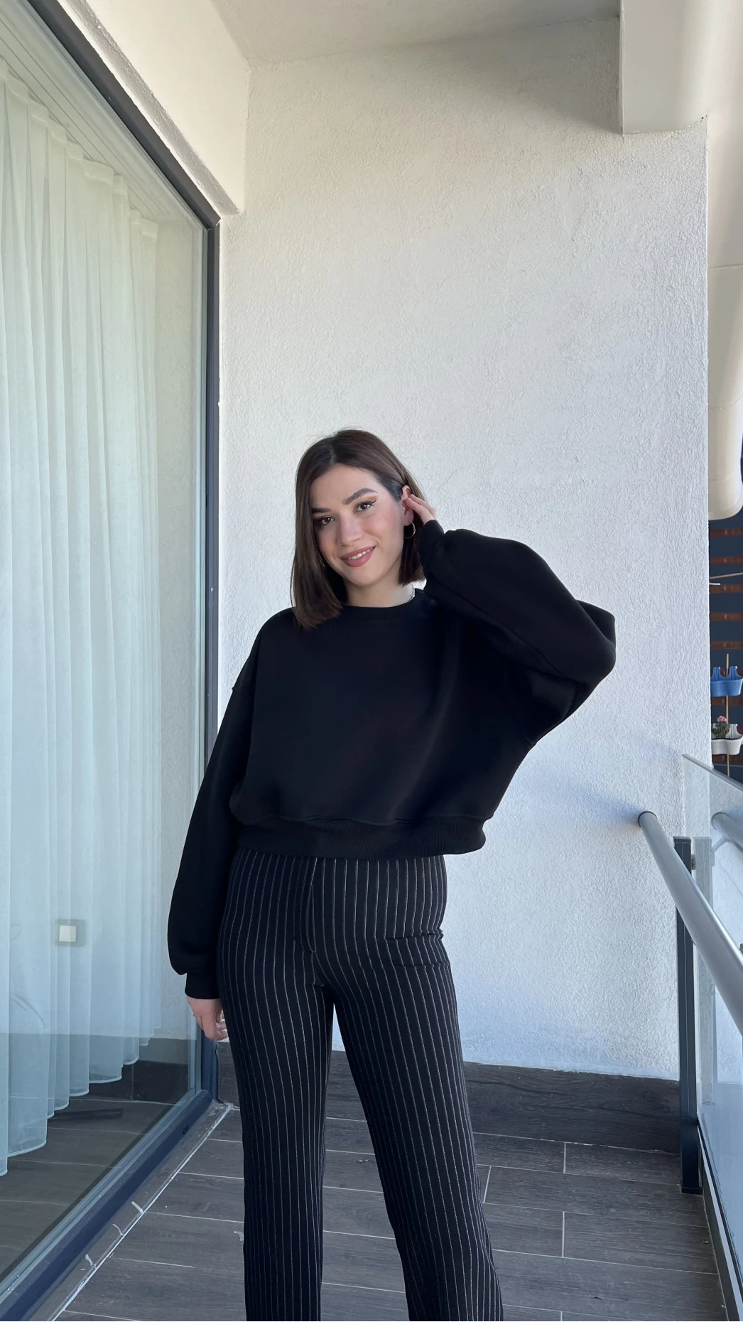 Snw Siyah 3 İplik Polarlı Sweat