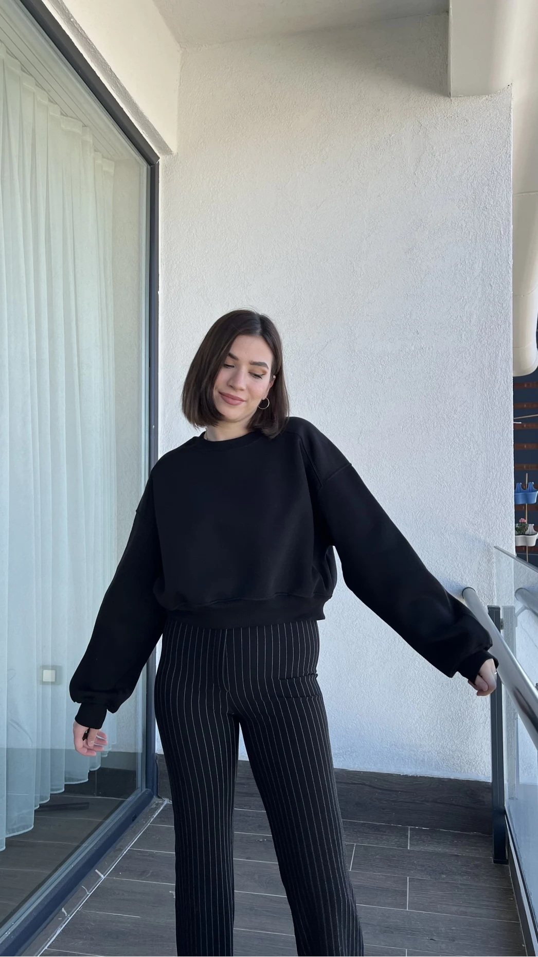 Snw Siyah 3 İplik Polarlı Sweat