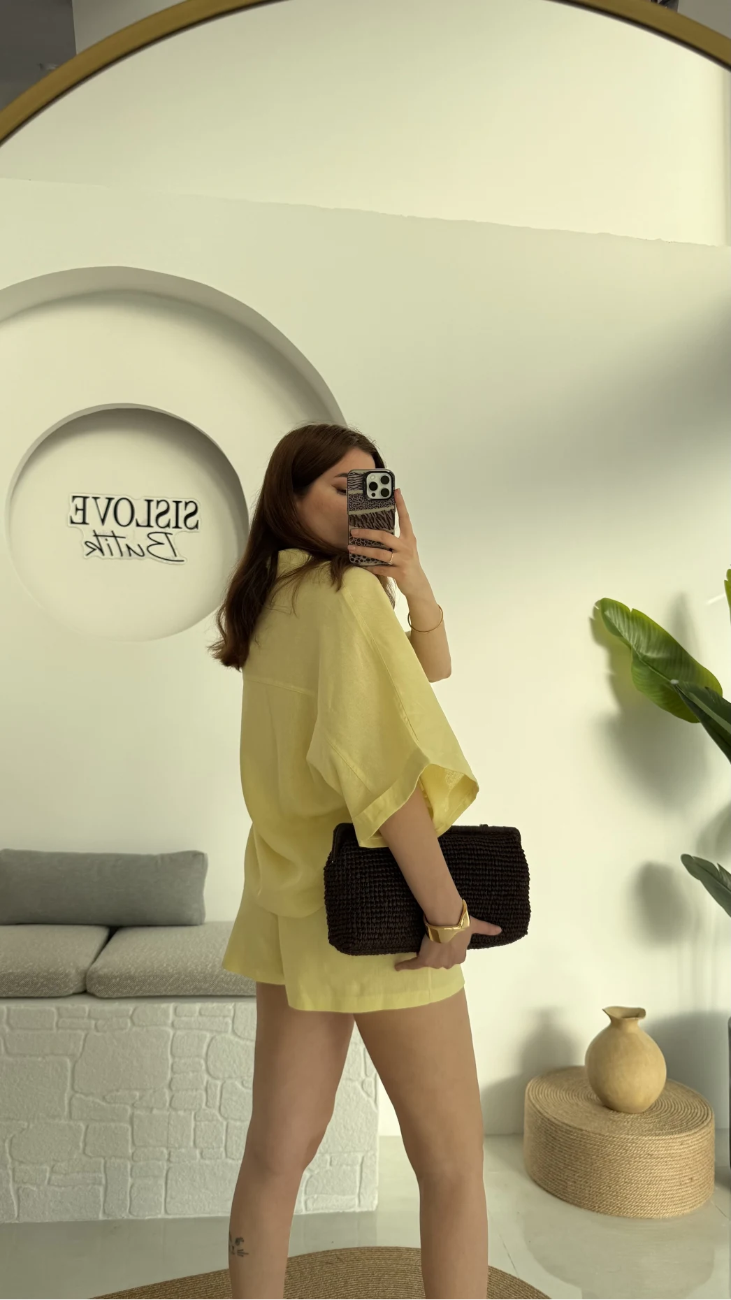 Şort Gömlek Keten Takım Sarı