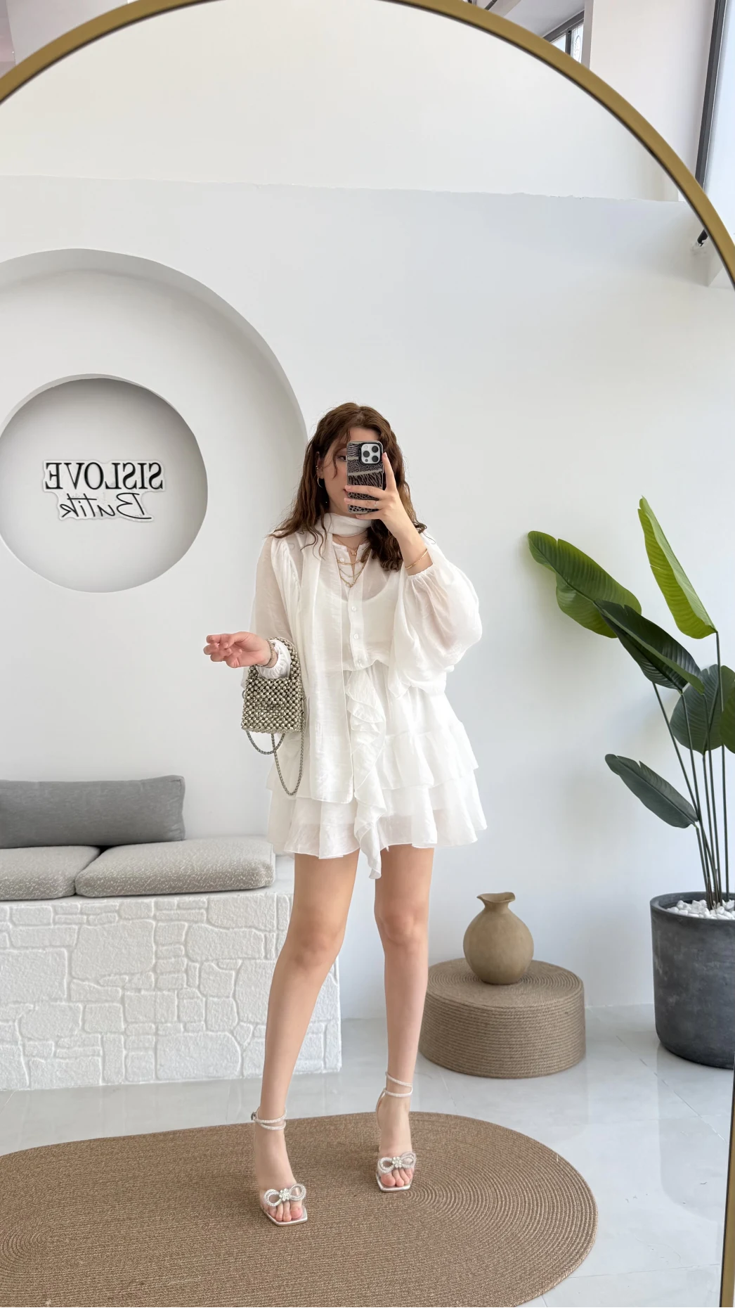 Star Kuşaklı Elbise - Beyaz - 205164