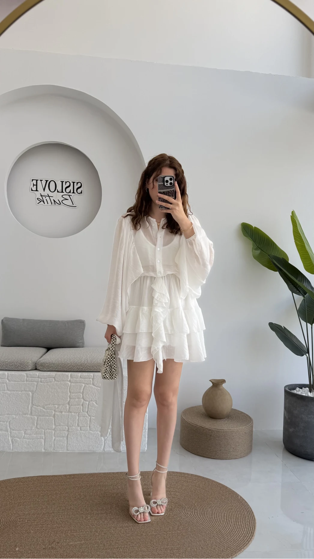 Star Kuşaklı Elbise - Beyaz - 205164