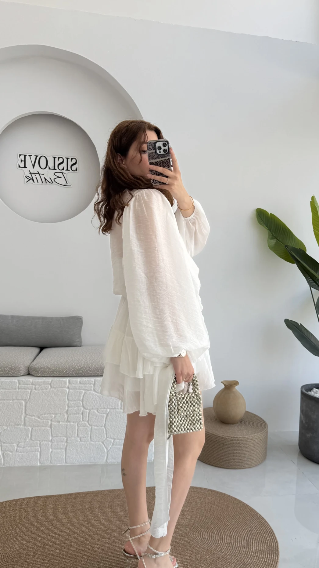 Star Kuşaklı Elbise - Beyaz - 205164