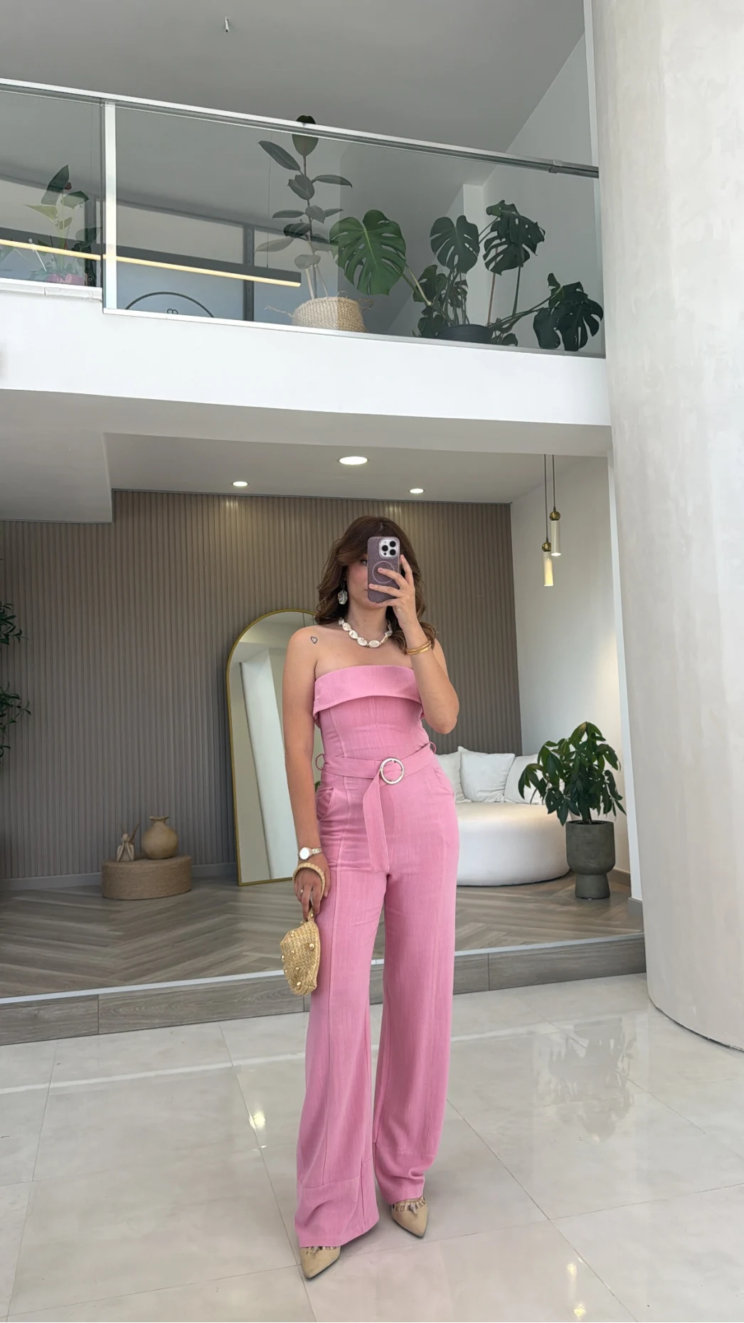 Straplez Kemerli Tulum - Pembe - Kod: 580409