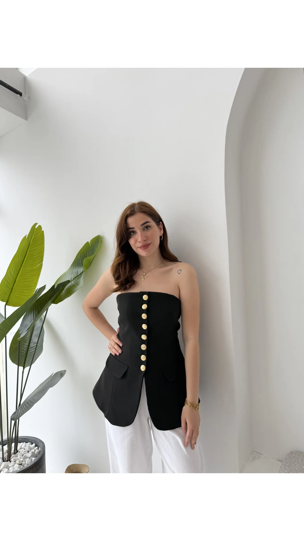 Straplez Yelek Siyah