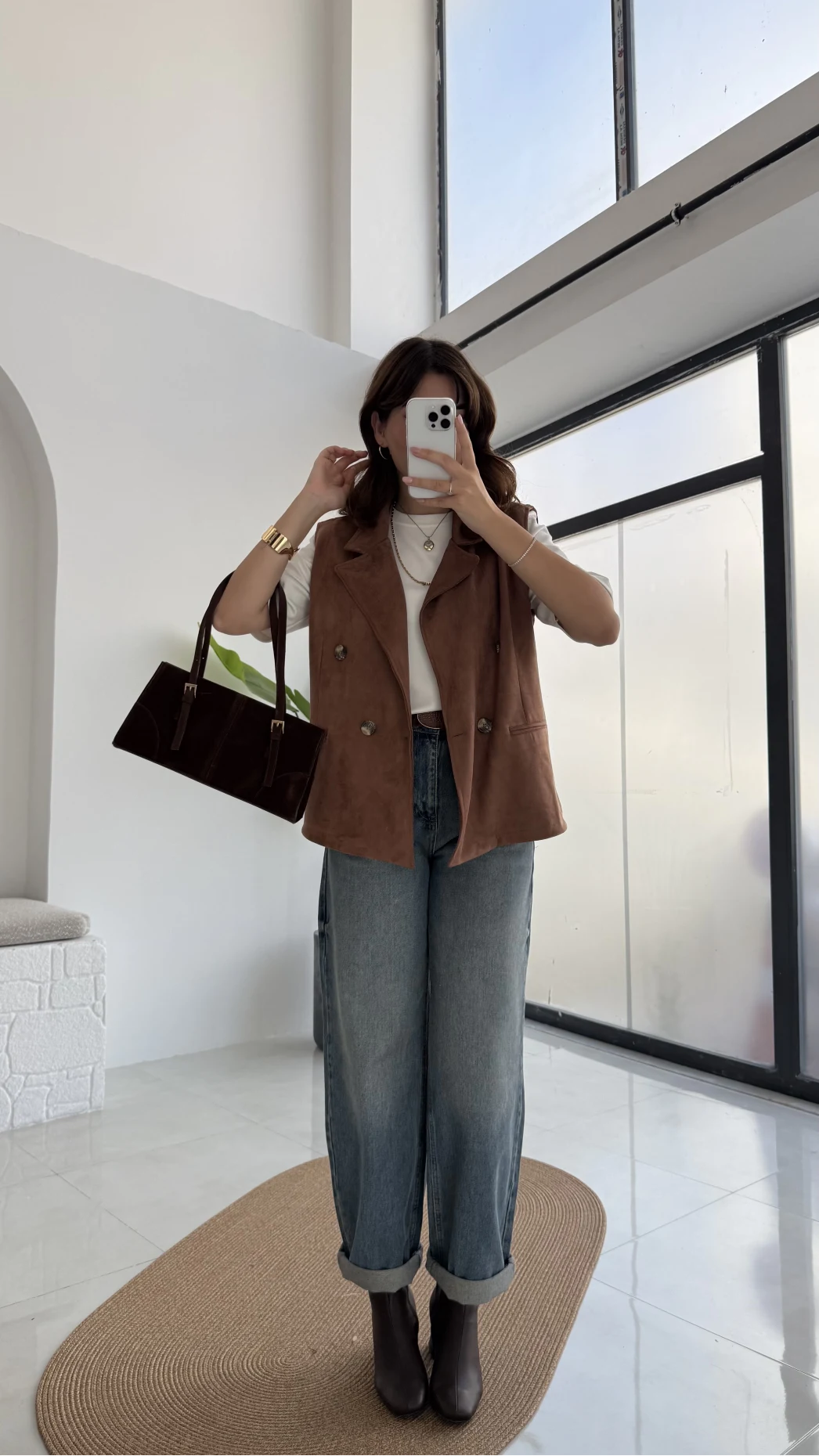 Süet Yelek - Kahve - Kod: 1211