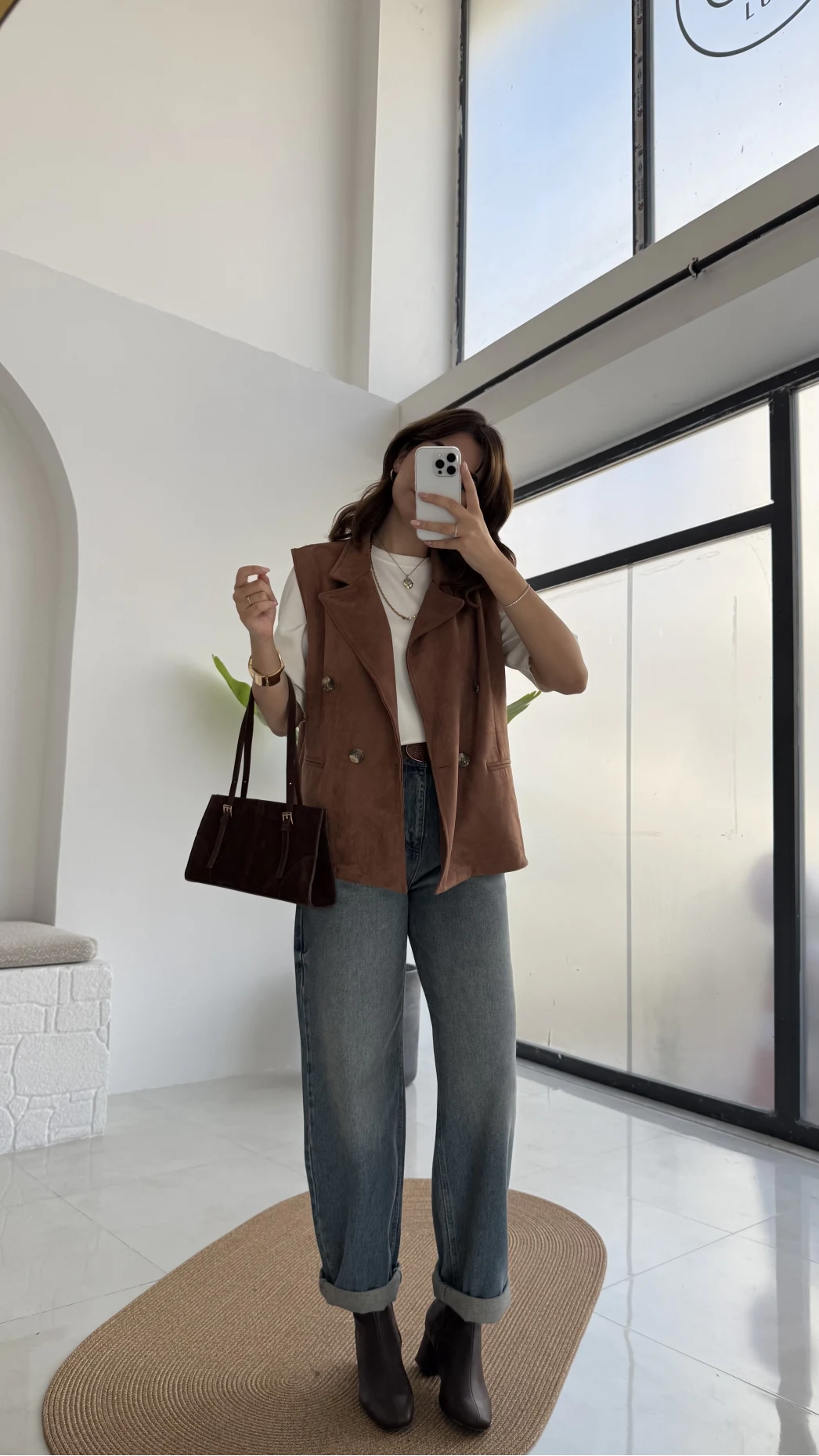 Süet Yelek - Kahve - Kod: 1211